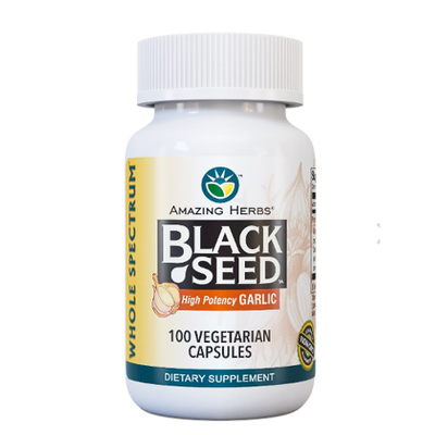 AMAZING HERBS Black Seed w/ High Potency Garlic 100 CAP